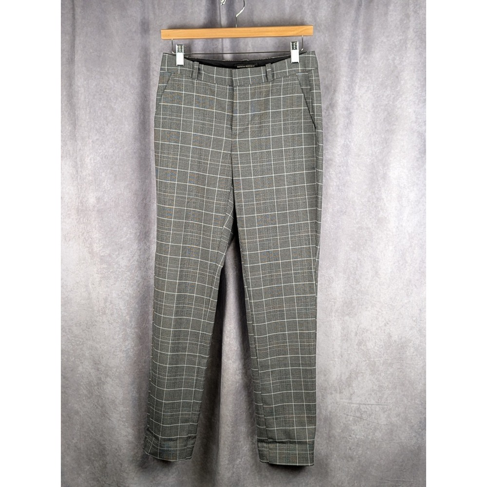 Banana Republic Ryan Curvy Fit Grey Plaid Slim Leg Dress Pants Womens Sizeโ 0